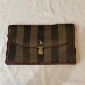 Cardanro Striped Leather Clutch